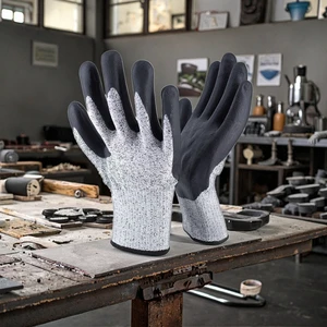 Cut Resistant Glove Level 5 Nitrile Coated Knitted Waterproof Hand Protection Custom Durable Glass Work Safety Gloves for Men
