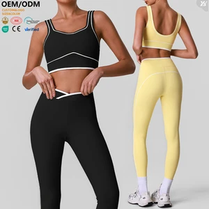 High Demand Custom Quick Dry Running Vest Popular Gym Sport Yoga Wear Contrast Stitch High Impact Sports Bra with Removable Pads