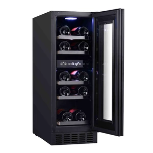Vinopro OEM Factory 12-Bottle Energy-Efficient Compressor Fridge Built-In Dual Zone Wine Cooler 58L Glass Door Wine Refrigerator