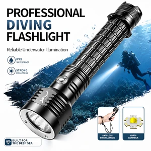 1500lm Professional LED Diving Flashlight IPX8 Waterproof Underwater Torch 300M Long Range 26650 Rechargeable Dive Lantern Lamp