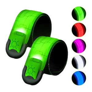 OEM Logo Printed Rechargeable Personalized Light Up Snap Bracelet Night Walking Safety Warning Flashing LED Slap Band For Runner