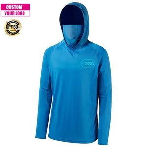 UPF50+ Fishing Hoodie Fishing Wear Quick-Dry Long Sleeve Lightweight Performance 4-Way Stretch Fishing Shirt With Mask