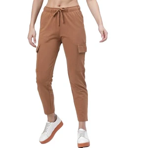 Women's Pants & Trousers Brown Solid Skinny Casual Track Pants Comfortable Stretch Lace Waterproof Jogger Trousers