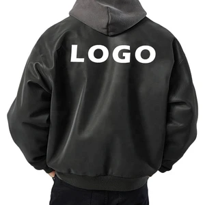 New Arrival Custom Logo 3D Embossed Factory Wholesale Leather Jackets Zipper Up Men's Varsity Jacket
