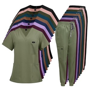 Best Quality Short Sleeve Scrubs Suits Uniforms 4 Way Nurse Hospital Uniforms Jogger Pants Medical Women's Nursing Scrubs Sets