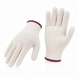 Wholesale Bleached White Cotton Safety Gloves Reusable Washable Hand Protection For Warehouse Material Handling Work