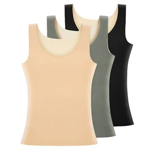 Hot Sale Women's Plus Size Thermal Vest Solid Color Lace V-Neck Seamless Body Shaper with Slim Fit Breathable Fleece