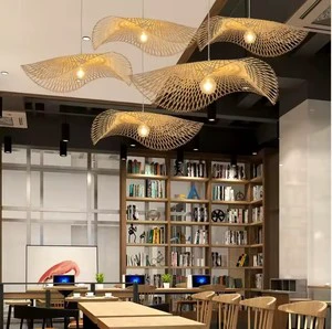 Bamboo Chandelier Teahouse Rattan Lamp Handmade Cafe Bar Dining Room Bedroom Bamboo Wicker Rattan Lighting