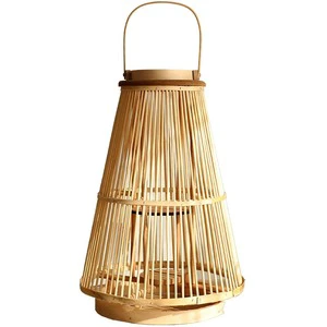 Handmade Bamboo Rattan Lantern Candle Holder Nordic Style Home Hotel Table Decorative Wind Lamp