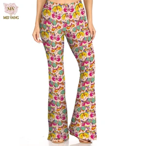 Meiyang Custom Printed Logo High-Waist Butt-Lifting Yoga Pants Tight Wide-Leg Flared Pants Gym Sports Fitness Leggings