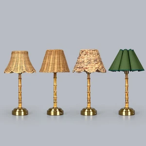 Modern Rechargeable Flexible Bamboo Table Lamp Cordless Touch Control Indoor Lighting Bedroom Rattan Bamboo Lampshade LED 2700K
