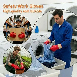 Wholesale High Quality 26cm Red Smooth Finish PVC Work Gloves with Polyester Lining for Global Trade Sourcing