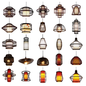 Handmade Woven Bamboo Chandelier Modern Rattan Pendant Lamp for Living Room Dining Room Bar Lighting