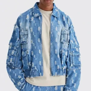 Wholesale Men's Custom Design New Men's Slim Fit Jeans Jackets and Coats Long Sleeve Denim Jacket