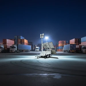 Solar Diesel DC Mobile LED Lighting Tower IP66 60KM/H Speed Customizable Mast Surface Color for Outdoor Mining Reduce Operating