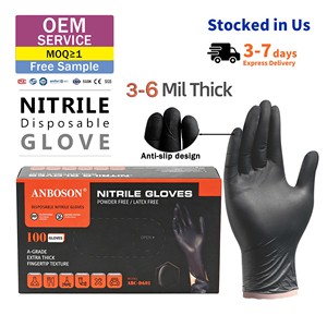 Black Disposable Nitrile Safety Gloves Medical Food Grade for Tattoo Nail Salon Barber Beauty E-commerce Wholesale USA