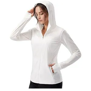 Women's UPF 50+ Sun Protection Quick Dry Breathable Full Zip Long Sleeve Hoodie Jacket with Pocket for Outdoor Hiking & Running