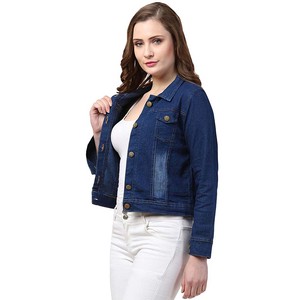 High Quality Women's Denim Jackets Long Sleeve Ladies Crop Jeans Jackets for Sale OEM Serviced Customized Women Jacket