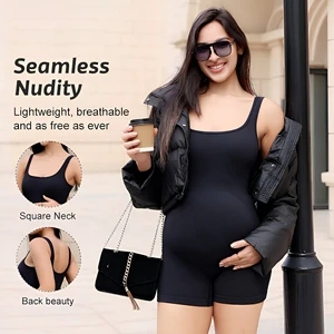 Over The Belly Maternity Yoga Romper Sleeveless Seamless High Waisted Pregnancy Shorts Maternity Bodysuit Activewear Yoga Wear