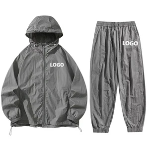 Hot Sales Wholesale New Fashion Lightweight Zipper Nylon 2 Piece Sun Protection Clothing Set for Men