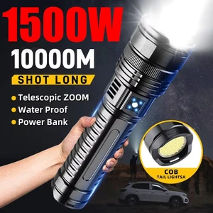 Long Distance Usb Rechargeable Zoom Lanterna Super Bright 10000 Lumens Waterproof Flashlights Torches