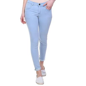 High Quality Casual Wear Women Jeans Pants Solid Color Top Selling Women Jeans Pants For Adult