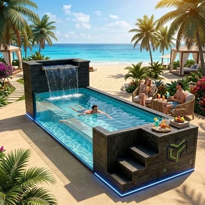 Magic House Large Rectangle Above Ground Acrylic Fiberglass UV Resistant Eco-Friendly Swimming Pool