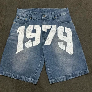 High Quality Acid-Washed Black Embroidered Men's Denim Shorts Customizable Buttons Straight Style Woven for Signature Streetwear