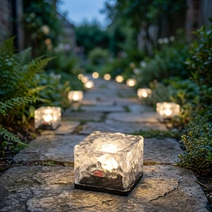 Waterproof Glass Frosted Solar Ice Brick Light Outdoor Garden Road Underground LED Ground Paver Light IP65 CE