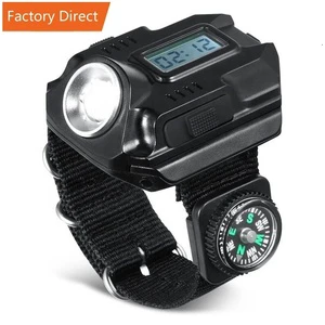 Compass Hunt Light 3W LED Rechargeable Aluminum Flashlight 200 Lumens 100m Beam Range IP44 Multi-Mode Hunting Camping Torch