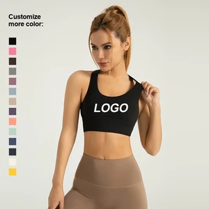 Custom Logo Recycled Solid Color Quick-Drying High-Elastic Sports Bra Low-Cut Yoga Bra Front Top Fitness Workout for Plus Size