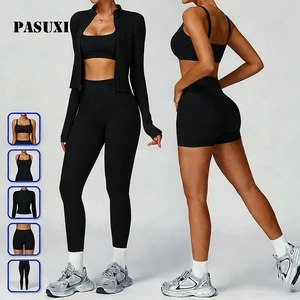 PASUXI Hot Sale Women's Winter Yoga Sets Long Sleeve Gym Training Clothes Yoga Tight Jacket Top Fitness Sports Workout Leggings
