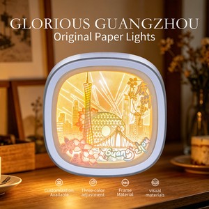 China Landmark Travel Souvenir Decoration Gift Adjustable LED Guangzhou City Paper Sculpture Light 3D Layer Paper Cut Night Lamp