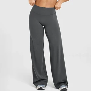New Women's Vintage Straight Leg Yoga Pants Elastic Waist High No Visible Lines Loose Fit Outdoor Sports Long Trousers