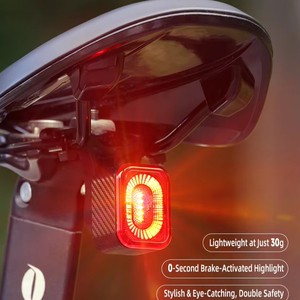 Brake Activated Highlight Bike Rear Lights 4 Modes Bright LED Lamp IP66 Waterproof Rechargeable Bicycle Tail Light Night Riding