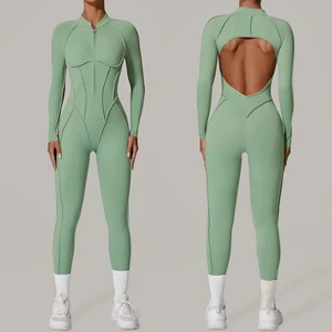 Zip Long-sleeved Outerwear Fitness Yoga Jumpsuit Women's Backless Tight Sports Jumpsuit