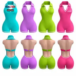 Clothing Manufacturers Summer Women's Set Party Outfit Racerback One Piece Romper Shorts Women's Bodysuits Y2k Sports Jumpsuits