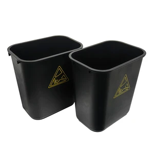 ALLESD Black Plastic Recycled ESD Waste Bin Antistatic Safety Trash Can for Cleanroom Use