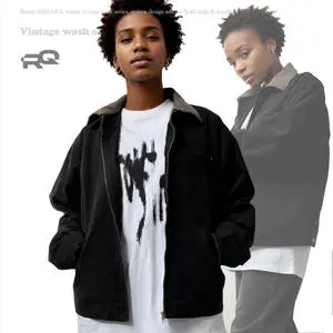 Men's 100% Cotton Denim Long Sleeve Jacket with Zipper and Pattern-Loose Fit Casual Style for Fall & Winter