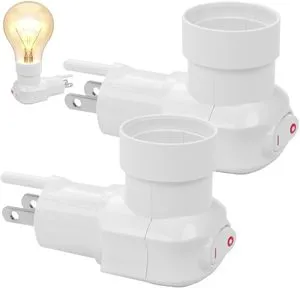 Plug-in Light Socket Adapter E27 250V 360 Swivel Screw Plug Plastic Light Bulb Socket Outlet with Switch