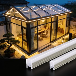 Sunroom Glass House Outdoor with Light Facade Smart Lights Dynamic Building Led Restaurant Lighting System