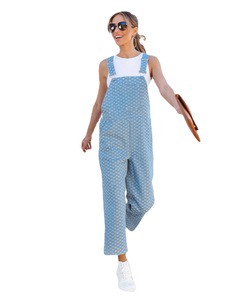 Custom Women Lady Wide Leg Elegant Jeans Grunge Aesthetic Denim Overalls