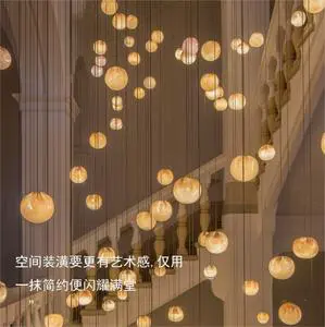clear Dining Room Living Room Ball High-end Stair Stained Glass Chandelier Lamp Retro Romantic Crystal Glass Ball Pendant Lamp