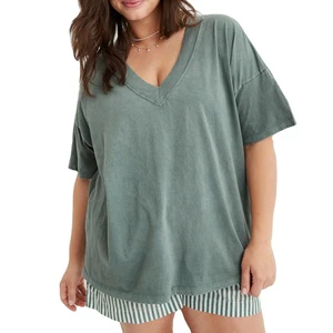 Women's Casual Loose Oversized Black T-Shirt High Quality Breathable Cotton Polyester Summer Embroidery Plus Size Plain Dyed