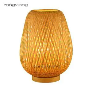 Handwoven Bamboo Bedside Lamp, Retro Handmade Rattan Woven Wooden Warm Light Source, Suitable for Living Room (USB)