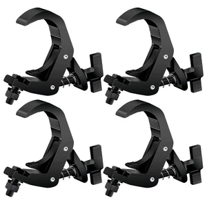 4pcs Truss Clamp Stage Lights Black 1.65-2.36 Inch Fit 42-60mm Pipe Quick Release for Moving Head Par Led Lighting Fixtures