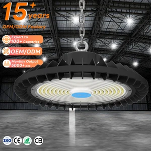 GISUN High Brightness Die-casting Aluminium IP65 Adjustable 5-Year Warranty 100W-250W for UFO High Bay Light for Warehouse