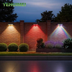 Outdoor Solar Fence Light RGB+Warm White IP65 Waterproof ABS Wall Mounted Lamp Auto Open Off Lithium Battery For Garden Patio