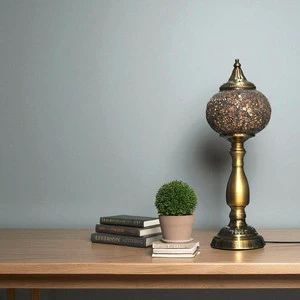 Handmade Mosaic Art Glass Table Lamp with LED Warm White Light Simple Modern Design for Living Room Indoor Use