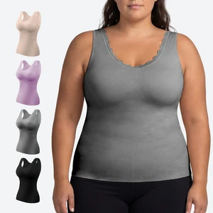 Wholesale Seamless Cashmere Thermal Vest 5cm Wide Straps for Shoulder Comfort Wavy Edge Removable Pads Winter Warm Layer